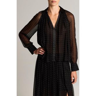 Vince Heat Set Dot Sheer Top in Black at Nordstrom, Size X-Small