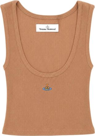 Vivienne Westwood Ribbed Cropped Tank Top With Embroidered Logo