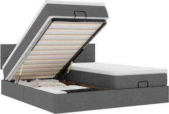 vidaXL Vidaxl - Estructura Cama Otomana Colchones Tela Gris Oscuro 200x200cm