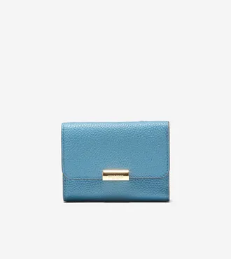 Cole Haan Womens Rachel Compact Wallet with Removable Card Case - Medium Blue