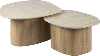 Mathi Design Juego de mesas nido de cer&aacute;mica travertino