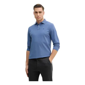 Hackett Slim Fit Long Sleeve Pique Polo - Heren - Tops - Blauw - Maat: M Katoen
