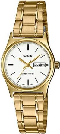 Casio Womens Gold Stainless Steel Watch with White Dial - LTP-V006G-7BUDF
