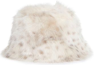 La Fiorentina Plush Faux Fur Bucket Hat in Grey at Nordstrom Rack