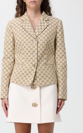 Gucci Blazer corto in cotone con motivo Monogram GG e chiusura monopetto
