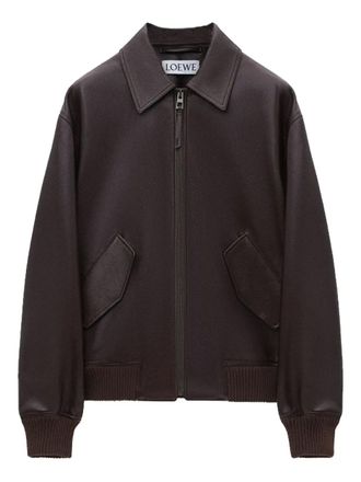 Loewe Leren bomberjack met rits - Bruin