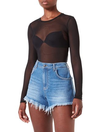 Noisy May Womens Nmjudith L/S Mesh Top Bg Noos Long Sleeve Shirt, Black, S