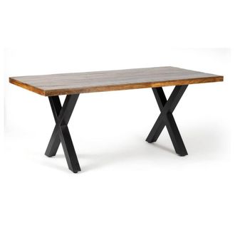 Jaipur Furniture Induse X Leg Dining Table - Mango Wood/Iron - L90 x W180 x H76 cm in Brown