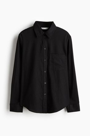 H&M Hemdbluse aus Leinenmix - Schwarz