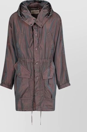 Dries Van Noten long hooded parka jacket drawstring waist