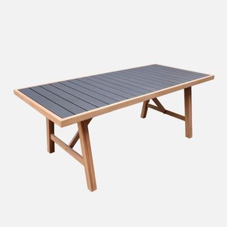 Sweeek Mesa De Jard&iacute;n De Madera De Acacia Y Aluminio, 8 Plazas