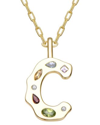 Genevive 14K Plated Cz Alphabetical Necklace