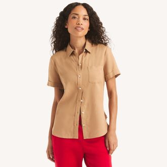 Nautica Womens Linen Camp Shirt
