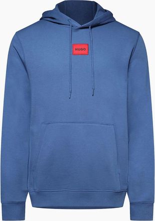 HUGO BOSS Mens Daratschi Cotton Terry Hoodie with Logo Label - Blue - Size: 42