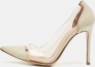 Gianvito Rossi Pearl White Leather And Pvc Plexi Pumps