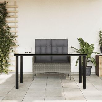 vidaXL Juego De Comedor Jard&iacute;n 2 Pzas Con Cojines Rat&aacute;n Sint&eacute;tico Gris Vidaxl