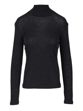 Max Mara Wool And Silk Gauze Turtleneck Knitwear Blu-Donna