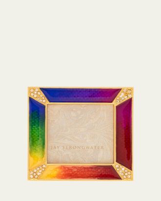 Jay Strongwater Rainbow Pave Corner Square Frame, 2Sq
