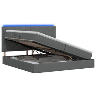 vidaXL Cama De Almacenamiento Led Con Colch&oacute;n Gris Oscuro 200 X 200 Cm Vidaxl