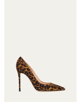 Gianvito Rossi Leopard-Print Suede Stiletto Pumps