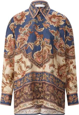 Zimmermann Silk Blouse - Heren - Casual Overhemden - Blauw - XL - Overhemden
