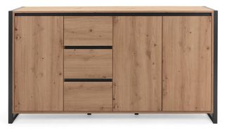 Finori Argonauta - Aparador Bajo 3 Puertas 3 Cajones 160 Cm - Acabado Madera Clara