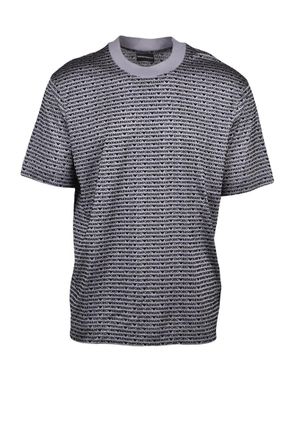 Emporio Armani Grey Textured Lyocell-Blend T-Shirt