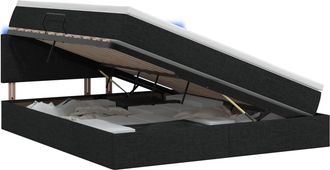 vidaXL Cama De Almacenamiento Led Con Colch&oacute;n Negro 140 X 190 Cm Tela Vidaxl