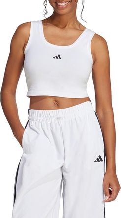 adidas Cropped Stretch Cotton Tank in White/blac at Nordstrom Rack, Size X-Small