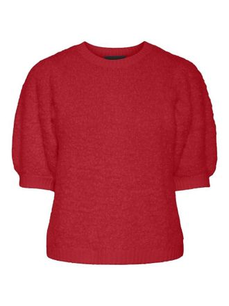 Pieces Womens Pcfee SS O-Neck Knit Jumper, Red (high Risk red), S