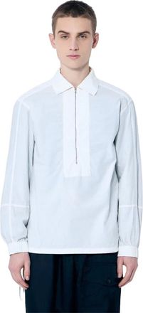 Dries Van Noten Overhemden, Heren, Wit, S, Katoen, Katoenen Zip-Up Shirt