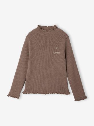 Vertbaudet M&auml;dchen Unterziehpullover aus Strick taupe