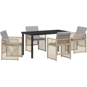 vidaXL Conjunto De Comedor De Jard&iacute;n 5 Pcs Beige Rat&aacute;n Sint&eacute;tico Vidaxl