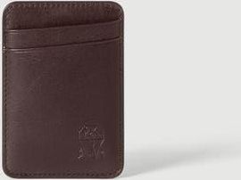 Brunello Cucinelli Grained leather magnetic card holder in Brown at Nordstrom