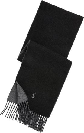 Polo Ralph Lauren Klassieke wollen sjaal met geborduurde pony - unisex - Wintersjaals - Zwart - ONE Size - Wol - Accessoires