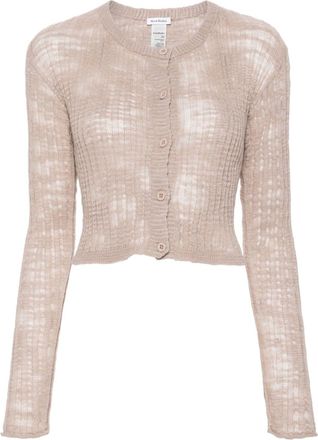 Acne Studios ribbed semi-sheer cardigan - women - Linen/Flax/Polyester - M - Pink