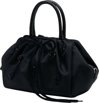 Simone Rocha Womens Gathered With Embroidered Details Top Handle Bag Black Synthetic