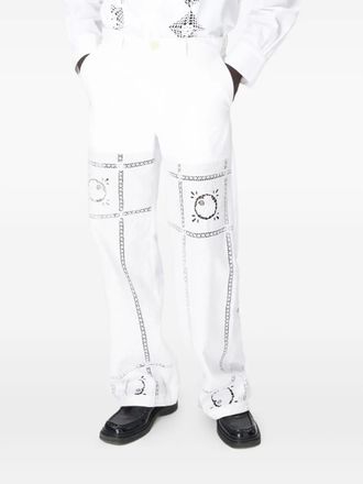 Marine Serre Katoenen broek met borduurwerk - Wit