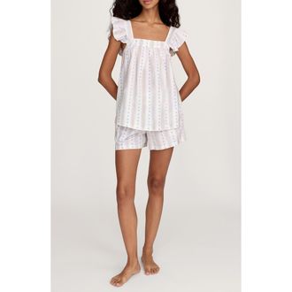 Petite Plume Clara Cotton Twill Short Pajamas in White at Nordstrom, Size X-Small