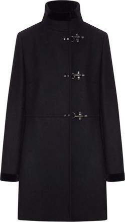 Fay Black Wool High-Neck Toggle Coat