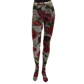Dolce & Gabbana Elegant Floral Print Fishnet Tights - female - Dolce & Gabbana - Leggings - Multicolor - M - Trousers