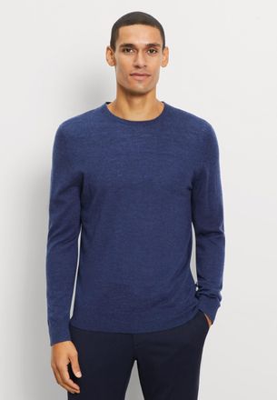 Olymp Rundhalspullover OLYMP, Herren, Gr. L, royal, Strick, Obermaterial: 85% Schurwolle, 15% Seide, regular fit normal, Rundhals, Rippb&uuml;ndchen, Pullover Ru