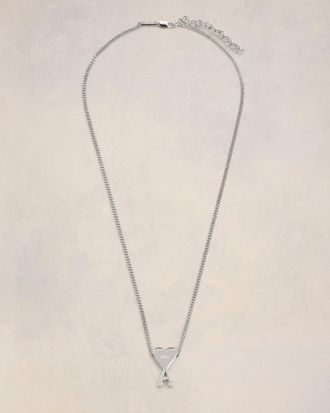 Ami Silver Brass Ami De Coeur Pendant Necklace Grey - OS - Unisex