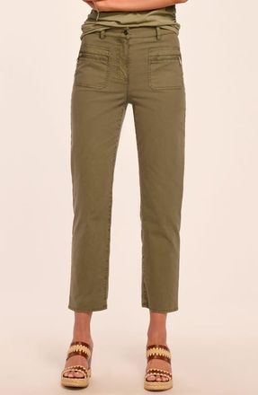 Ramy Brook Emmy Stretch Cotton Twill Ankle Pants in Safari Green at Nordstrom, Size 00