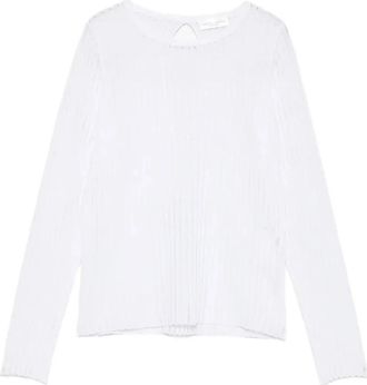 Roberto Collina Geribbelde Viscose Trui - Dames - Ronde hals truien - Wit - S - Polyester - Truien & Vesten