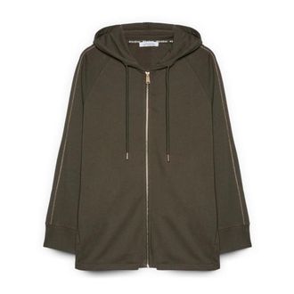 Fiorella Rubino Hoodies & sweatvesten, Dames, Groen, L, Katoen, Hooded Zip-up Sweatshirt