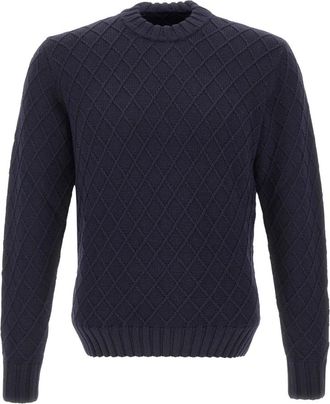 FILIPPO DE LAURENTIIS G.Collo ML Sweater - Heren - Ronde hals truien - Blauw - L - Wol - Truien & Vesten