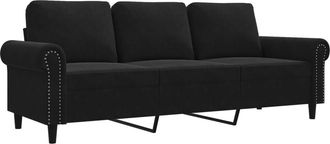 vidaXL Sof&aacute; De 3 Plazas Terciopelo Negro 180 Cm Vidaxl