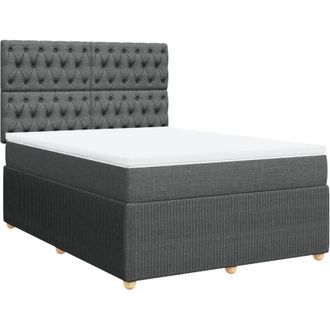 vidaXL Cama Box Spring Con Colch&oacute;n Tela Gris Oscuro 160x200 Cm Vidaxl