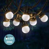OEM Guirnalda De Luces Exteriores De 20 M, Blanca, Ip65, 20 Bombillas Led E27 Regulables, Perfecta Para Patios Y Eventos - Ulisem